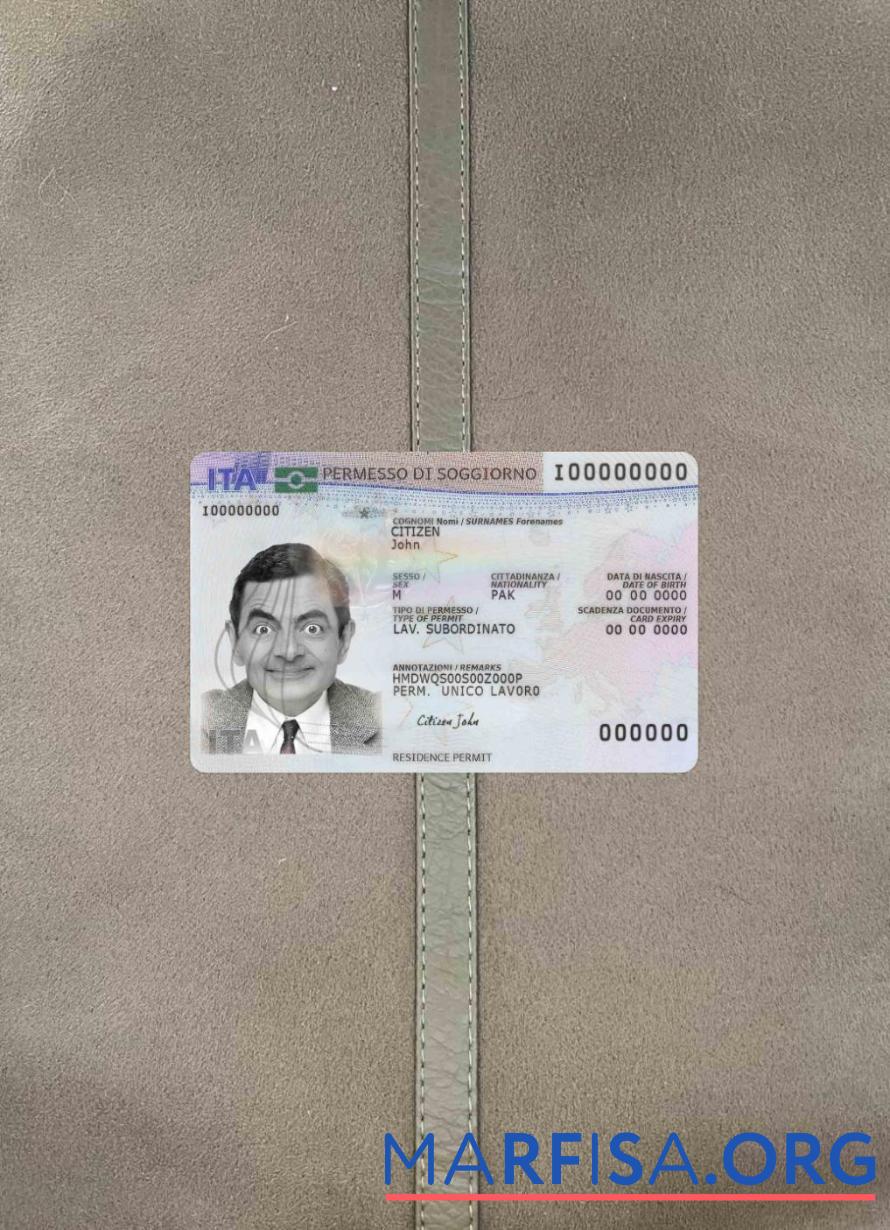 Downloadable Italy residence permit new photolook FRONT example